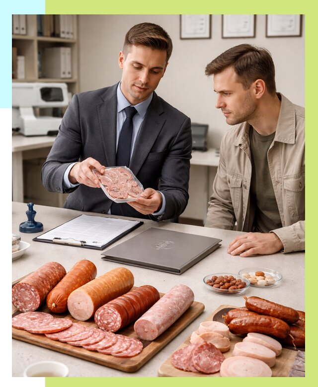 Сертификация колбасных изделий в Нурлате от 7820 р. | Алешин-Нрт