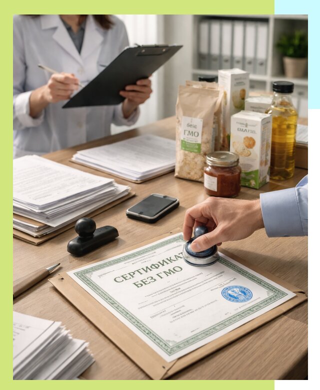 Получение сертификата Без ГМО для продукции в Нурлате